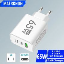 GaN Szybkie ładowanie 65W Ładowarka USB-C Ładowarka PD Quick Charge 3.0 Ściana do telefonu Adapter do iPhone 15 Xiaomi POCO Samsung Oneplus