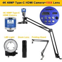 Obiektyw zmiennoogniskowy 1-150X mikroskop lutowniczy HD 4K 48MP 1080P kamera przemysłowa typ C HDMI wideo mikroskop cyfrowy dla elektroniki