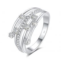 Szjinao Brand Trendy  Moissanite Ring Eternity Wedding Band Solid 925 Silver Rings For Women Jewelry Engagement Gift Dropship