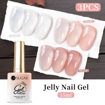 UR SUGAR 3 Stück 15 ml Jelly Milky White Translucent Gel Polish Frühling Sommer Semi Permanent UV Gel Nail Art Soak Off Gel Lack