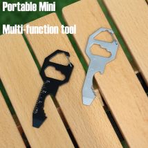 Multifunktions-Schlüsselanhänger, tragbarer Flaschenöffner, Schraubenschlüssel, Schraubendreher, Messlineal für Outdoor-Taschen-EDC-Werkzeuge aus Edelstahl