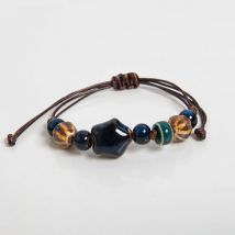 Handgefertigtes buntes Keramik-Stern- und Perlenarmband, verstellbare Wachsschnur, Boho-Vintage-Stil für Paare und Freunde