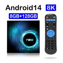 ATV T95 Smart TV Box Android 14 8GB 128GB Bluetooth 5,4 asistente de Google Allwinner H313 8K Wifi Dual 5G reproductor multimedia de transmisión