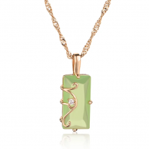 Wbmqda Fog Green Square Stone Pendant And Necklace For Women 585 Rose Gold Color High Quality Daily Party Jewelry Accessories
