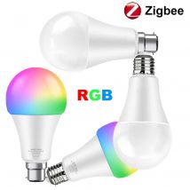 Zigbee 3.0 Smart LED Bulb E27/B22 15W RGB+CW+WW Dimmable Tuya App Control Works With Alexa Google Home Voice Command 110V-220V