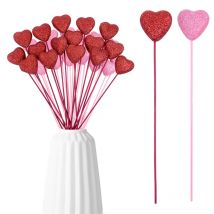 10/20Pcs Rot Rosa Glitter Schaum Herzen Picks Stick Für Valentinstag Blumenstrauß Hause Vase Picks Hochzeit kuchen Topper Dekor