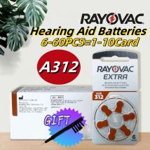 Neue RAYOVAC EXTRA 6-60 Stück Hörgerätebatterien A312 312A P312 PR41 Hochleistungs-Zink-Luftbatterie für BTE CIC RIC OE Hearin
