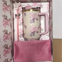 Uroczy kubek termiczny 40oz z motywem kwiatowym, anime, z nadrukiem, duża pojemność, idealny na lód, przenośny kubek do napojów na zewnątrz, nowy prezent.