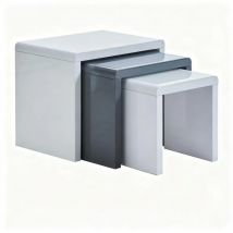 AINPECCA Nest of Tables Set of 3 Nesting Tables High Gloss Coffee Tables Stackable Design MDF Wood End Side Tables