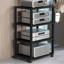 Lautsprecherständer mit 2–5 Ebenen, 360° ° Rad Audio Rack Robustes Metallrahmen Verstärkerregal 40x50cm Aufbewahrungshalterung für Heimkino Radio DJ