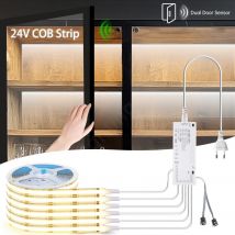 1-6PCS Kit striscia LED COB 24V con interruttore sensore doppia porta di controllo per armadio guardaroba vetrina illuminazione notturna integrata