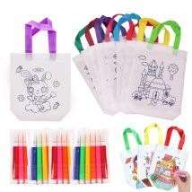 5 set borsa per graffiti fai da te e pennarelli da colorare pittura fatta a mano borsa non tessuta per bambini arti e mestieri giocattolo da disegno con riempimento di colori