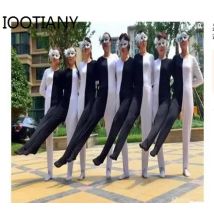 Lustiges Tanz outfit Erwachsener/Kind schwarz/weiß Beintanz kostüme visuelle Illusion russischer Tanz siamesischer Tanz siamesische Kleidung