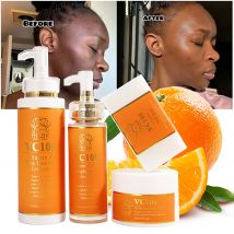 AILKE Set sbiancante 4 in 1 alla vitamina C, pelle liscia, riduce le rughe, macchie nere, idratante, con collagene, vitamina E