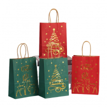LPZHI, Weihnachtsparty-Geschenktüten mit Griffen, Weihnachtsfeier, umweltfreundliches Papier, 10/24 Stück