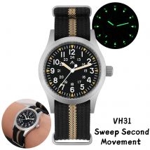 Zegarek Militado ML05 Vintage Mechanizm VH31 z płynącą sekundą Szkło szafirowe kopułkowe z powłoką AR o wysokiej przezroczystości Luminescencyjny Zegarek 38mm