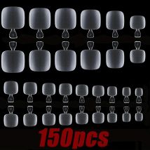 150 Stück klare Zehennägel zum Aufdrücken mit Nagelkleber-Set, keine Feile, matte Gel-Zehennagelspitzen, vollständiges Nagelset zum Aufdrücken niedlicher Nagel-Charms