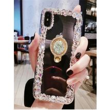 Luxury Funds Capa Bling Ring Holders Stands Rhinestone Clear Soft Case Cover For iPhone16 15 11 12 13 pro 14 max 17 Air Plus