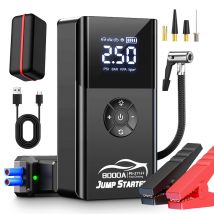 8000amp A 180psi Powerful Car Jumper Multifunction 12v Battery Booster Super Compressor Power Bank Jump Starter With Air Pump