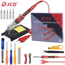 JCD-Kit de pistola para soldar, 220V, 80W, herramientas de soldadura, temperatura ajustable, LCD, calentador de cerámica, puntas de soldadura, bomba para desoldar