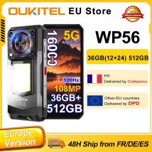 Smartphone OUKITEL WP56 Android 15 36 GB (12+24) 512 GB 16000 mAh 45 W Luce da campeggio 6,8 "FHD 120 Hz 128 dB Altoparlante 108 MP 5G Cellulare