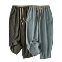 Linen Casual Solid Lace Up Elastic High Waist Loose Wide Leg Women's Pants Ankle-Length Pants For Women Clothing 2024 Fashion