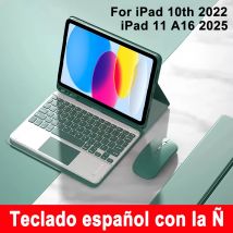 Funda con teclado en español para iPad 10.ª generación de 10,9 pulgadas 2022,para el nuevo iPad 11 2025 A16 (modelo A3354/A3355/A3356),funda con teclado tipo folio desmontable con soporte para lápiz