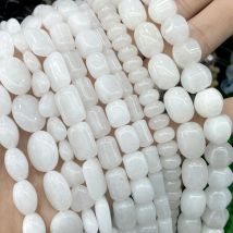 Weiße Jade Naturstein Chalcedon Rundrohr Facettierte Rondelle Spacer Perlen für Schmuckherstellung Zubehör DIY Armbänder Halskette