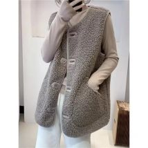 Mode frauen Faux Lamm Wolle Jacke Herbst Winter 2025, Neue Lose Koreanische Ärmellose Weste Weibliche Westen Oberbekleidung