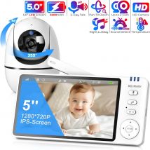 5 Zoll HD Wireless Video Baby Monitor Pan Tilt Zoom Babyphone Kamera Mutter Kinder 2-wege Audio Nachtsicht Bebe Nanny Babysitter