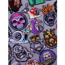 Punk Skull Rock Patch Iron On Patches On Clothes Biker Patch For Jackets DIY Jeans Jacket Back Parches Embroidery Alien Patches