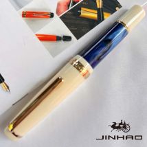 Jinhao 82-Mini-Acryl-Füllfederhalter, mittlere Spitze aus Iridium mit Tintenkonverter, meerblauer Mini-Reisestift mit kurzen Taschen (Goldbesatz)