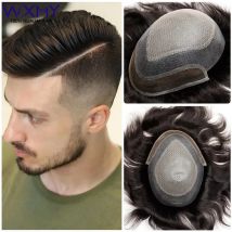 Diamant-Spitze-Top-Haut um mit Spitzenfront, männliche Haarprothese, natürliches Echthaar, Herrenperücken, natürlicher Haaransatz, Toupet für Männer