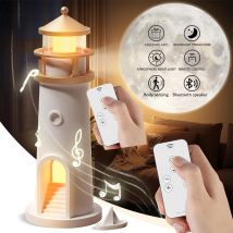 Leuchtturm Umgebungslicht Mond Projektion Nachtlichter Fernbedienung Bluetooth Musik Bewegungssensor Kreative Desktop Dekor Geschenke
