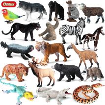 Oenux Forest Wild Animals Elk Snake Zebra Crocodile Peacock Horse Model Figurka akcji Miniaturowa