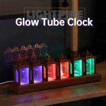 Cyberpunk Nixie Orologio a tubo Luci notturne RGB Glow Tube Orologio Lampada da tavolo a LED in legno Sveglia digitale Lampada Sala giochi Decor Regali
