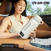 Tragbarer Wasserkocher für Zuhause und Auto, 1,0 l, elektrischer Heizbecher, multifunktionaler Topf für gekochtes Wasser im Freien, Reise-Teekanne, 12 V, 24 V, 220 V