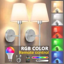 Retro-LED-Wandleuchte aus Stoff, RGB-verstellbares Licht mit Fernbedienung, ohne Verkabelung für Schlafzimmer, Wohnzimmer, Flure, Eingänge