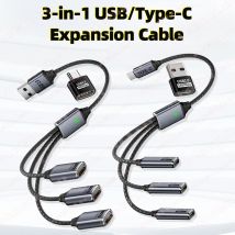 Cavo sdoppiatore USB A tipo C 3 in 1 Adattatore convertitore OTG hub USB 2.0 con trasferimento dati di ricarica per tablet portatile smartphone
