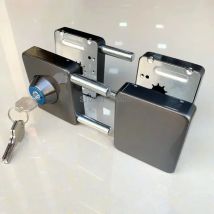 1 Satz doppeltes offenes Schiebetürschloss aus Edelstahl, Glastürschloss mit Schlüsseln, Schlossset für Büro, Glastür, Sicherheitsbeschläge