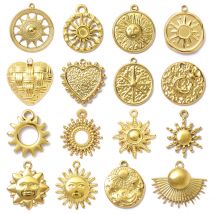 5 teile/los Mode Sonne Runde Halskette Anhänger Edelstahl Liebe Herz DIY armband Charms frauen Sterne Mond Schmuck