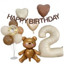 Vintage Khaki Herz Ballon Set mit Karton Bär Ballon für Kinder tragen themen orientierte alles Gute zum Geburtstag Party Dekoration DIY Handwerk Versorgung