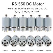 Motore DC RS550 10.8V/12V/16.8V/18V/21V Micro motori elettrici per cacciavite con motore riduttore a coppia elevata da 9/11/12/13/14/15 denti