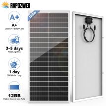 Pannello Solare Monocristallino RVPOZWER 100W 12.8V 12BB ad Alta Efficienza per Ricarica Batterie di Camper e Roulotte