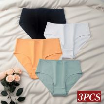 3 Teile/satz Baumwolle Höschen frauen Hohe-Rise Briefs Unterwäsche Weibliche Unterhose Einfarbig Stretch Panty M-2XL Komfort Dessous