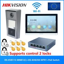 KIT videocitofono POE multilingue originale HIKVISION, include DS-KV8113-WME1(C) e DS-KH6350-WTE1 e