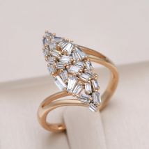Kinel Neuheiten 585 Rose Gold Großen Ring Micro-wachs Inlay Natürliche Zirkon Hohl Raute Ringe Frauen Hochzeit Partei edlen Schmuck