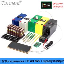 Turmera 12V Batteriekasten 3X7 18650 Halter 3S 40A BMS DC 12V bis 5V QC3.0/2.0 2*USB Displayer zum Ersetzen von Motorrad-Blei-Säure-Nutzung