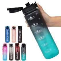 1 Stück 1000 ml transparente Kunststoff-Wasserflasche mit großem Fassungsvermögen, Verschluss und Griff, mehrere Farben erhältlich, geeignet für den Außenbereich,