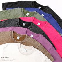 250gsm männer Gewaschen Vintage T-Shirts Straße Hip Hop Retro Punk T Shirt Frauen Harajuku Casual Baumwolle Kurzarm säure Waschen Tops